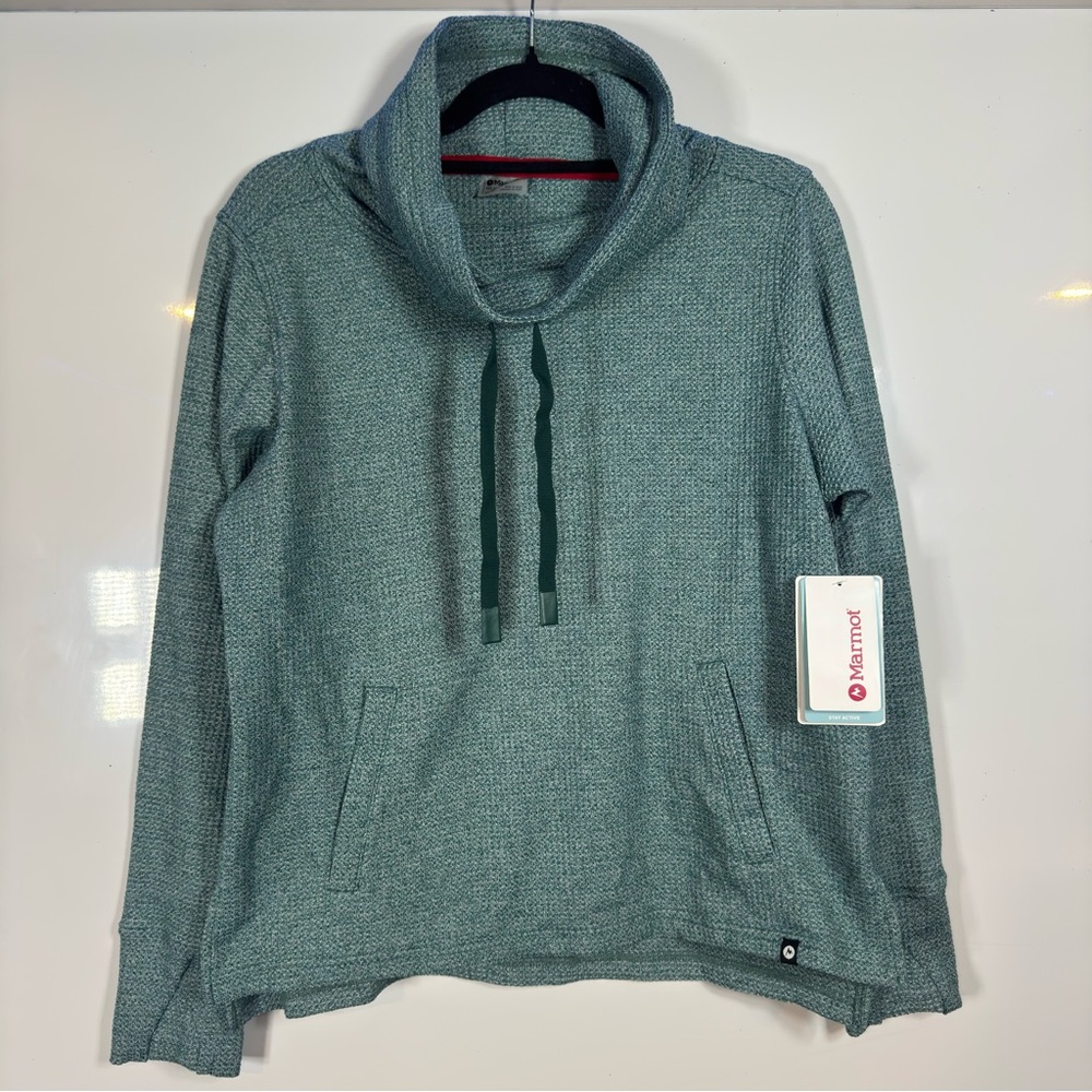 Marmot Lorraine Pullover Womens Medium Botanical Garden Green Waffle Cowl 31450